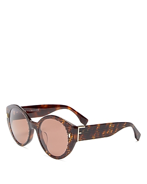 Fendi Women's Round Sunglasses, 55mm In Havana/brown Solid