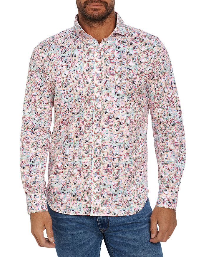 Robert Graham Danforth Cotton Geo Print Tailored Fit Button Down Shirt ...