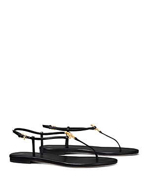 Tory Burch Logo Medallion Strappy Sandals In Perfect Black