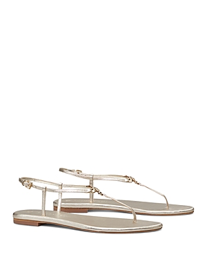 Tory Burch Capri Metallic Leather Ankle-strap Sandals In Spark Gold