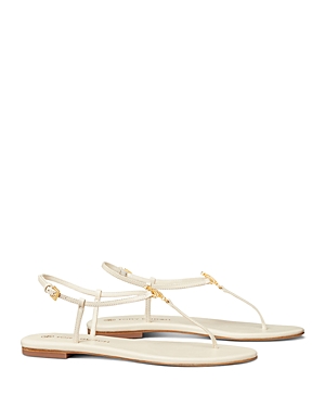 Tory Burch Capri T-strap Medallion Slingback Sandals In New Ivory