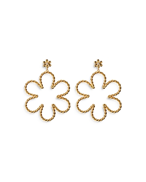 Luv Aj Pave Daisy Rope Drop Earrings in Gold Tone