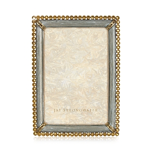 Jay Strongwater Enamel & Stone Edge 4" X 6" Picture Frame In Silver