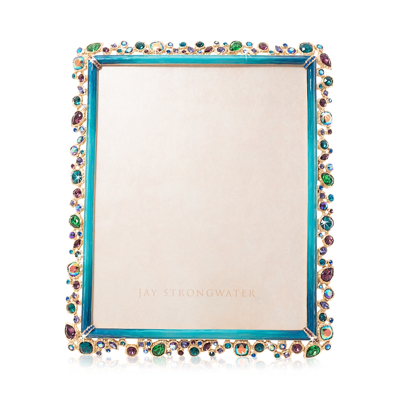 Jay Strongwater Bejeweled 8" X 10" Picture Frame In Peacock
