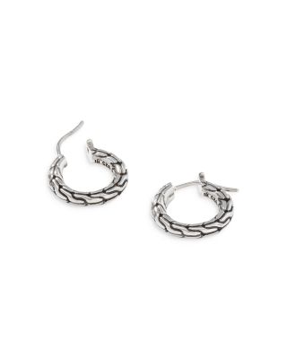 Sterling Silver Carved Chain Hoop Earrings, Small