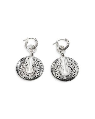 Radial Sterling Silver Classic Chain Convertible Disc Drop Hoop Earrings