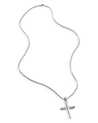 Men's Sterling Silver Classic Chain Cross Pendant Necklace, 22"