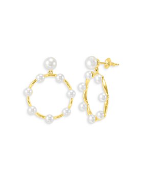 Bloomingdale's - Cultured Freshwater Button Pearl Circle Drop Earrings in 14K Yellow Gold - 100% Exclusive