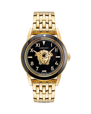 Shop Versace V-palazzo Watch, 43mm In Black/gold