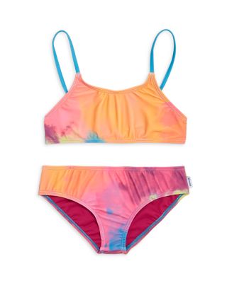 Limeapple - Girls' Watercolor Bandeau Two Piece Swimsuit - Big Kid