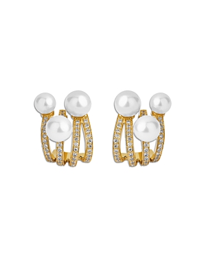 Hueb Spectrum Pearl Huggie Earrings In White/gold