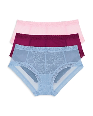 Natori Escape Girl Brief 3 Pack Panty In Ribbon Pink/bight Berry/paradise