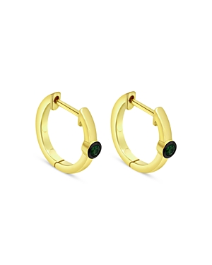 Meira T 14K Yellow Gold Emerald Accent Huggie Hoop Earrings