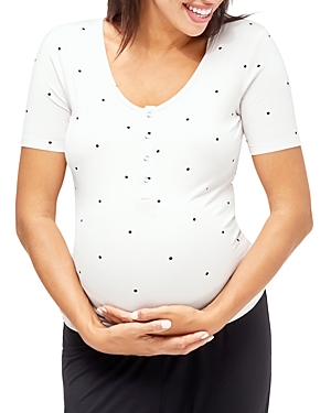Shop Nom Maternity Rhys Nursing Maternity Pajama Top In Gardenia Dot