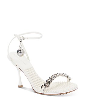 Bottega Veneta - Women's Almond Toe Chain & Ball Embellished High Heel Sandals 