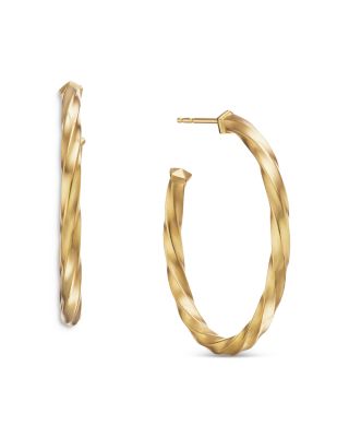 David Yurman - Cable Edge Hoop Earrings in Recycled 18K Yellow Gold