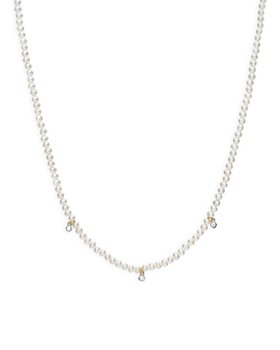 Zoe Lev - 14K Yellow Gold Freshwater Pearl & Diamond Collar Necklace, 14-16"