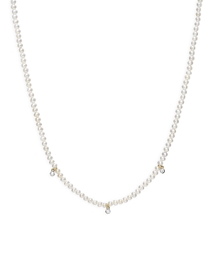 Zoe Lev 14k Yellow Gold Cultured Freshwater Pearl & Diamond Collar Necklace, 14-16 In White/gold