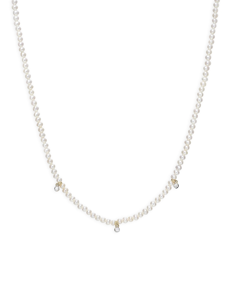 Zoe Lev 14K Yellow Gold Cultured Freshwater Pearl & Diamond Collar Necklace, 14
