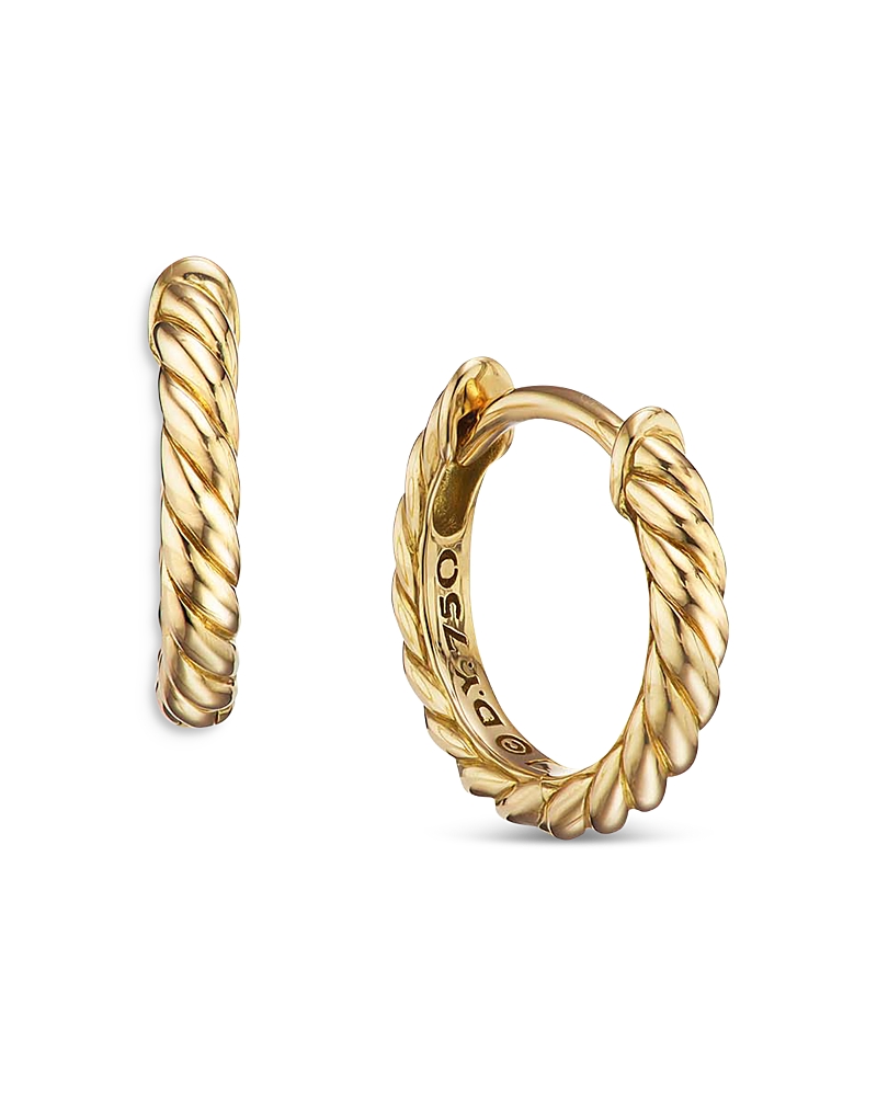 David Yurman Sculpted Cable Micro Huggie Hoop Earrings, 10.7mm