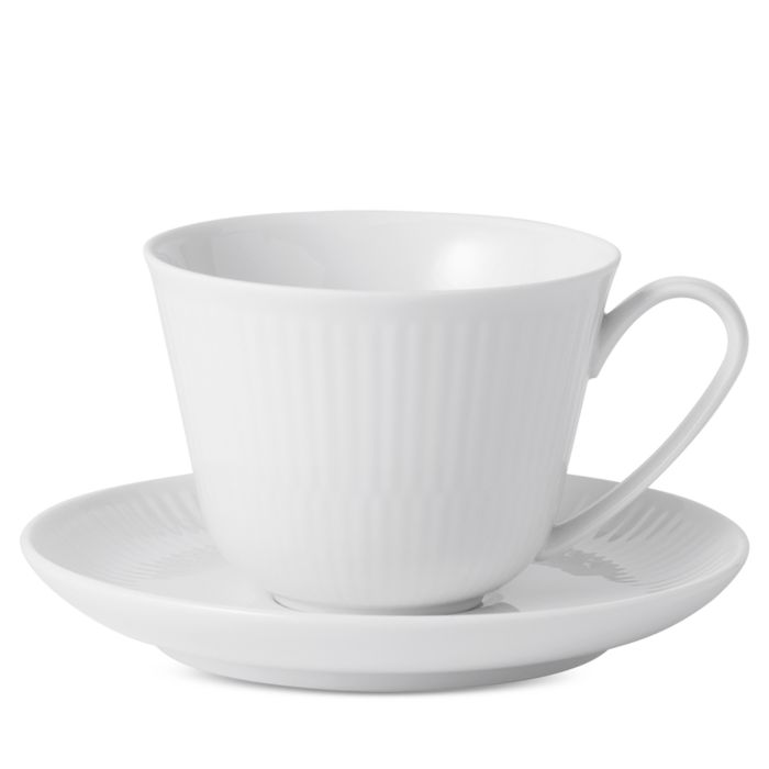 White Fluted Plain Cup & Saucer