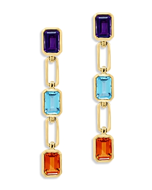 Bloomingdale's Multi Gemstone Paperclip Link Chain Drop Earrings In 14k Yellow Gold - 100% Exclusive In Multi/gold