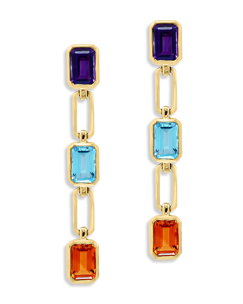 Bloomingdale's Multi Gemstone Paperclip Link Chain Drop Earrings In 14k Yellow Gold - Exclusive In Multi/gold