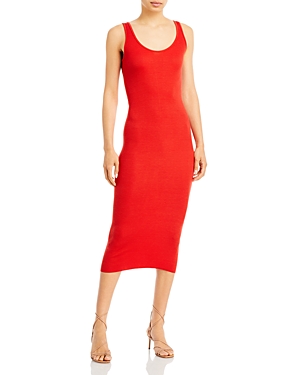 Enza Costa Silk Ribbed Tank Dress In Blood Orng