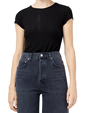 Agolde Ren Rib Knit T-shirt In Black