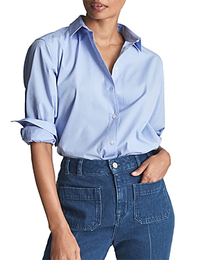 Shop Reiss Jenny Cotton Shirt In Blue