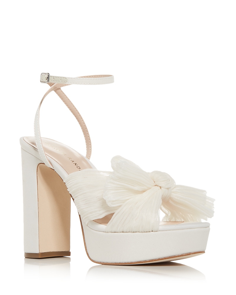 Loeffler Randall Isabel Embroidered Knot Platform Sandal In Pearl