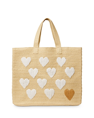 Btb Los Angeles Be Mine Straw Tote In Natural/white