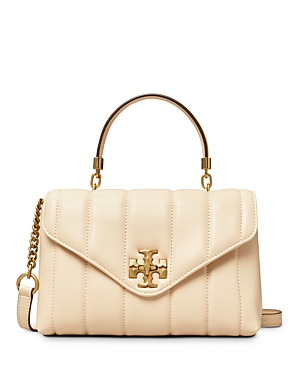 Tory Burch Kira Small Satchel In Brie/rolled Gold