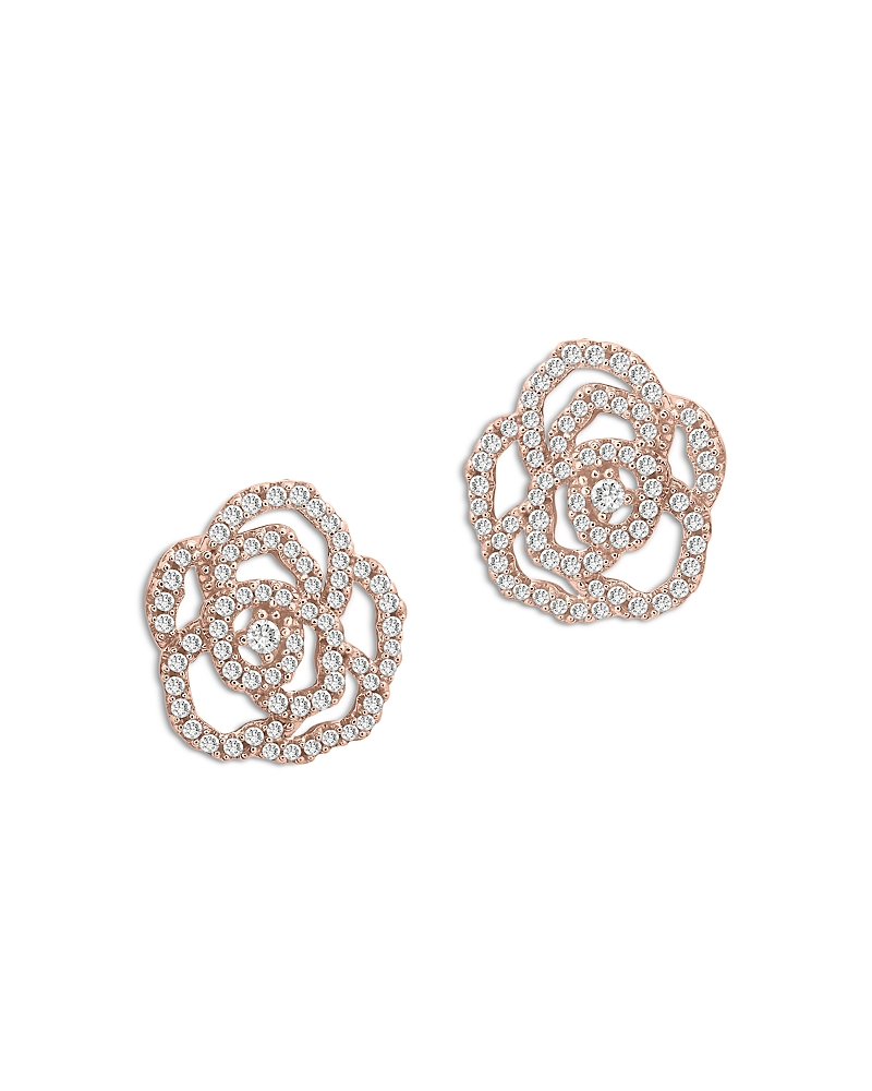 Bloomingdale's Fine Collection Diamond Rose Flower Earrings in 14K Rose Gold, 0.30 tcw