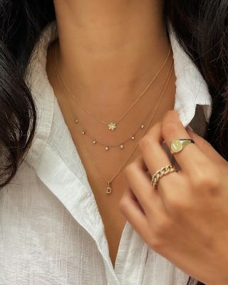 14K Yellow Gold Diamond Flower Pendant Necklace, 16-18"