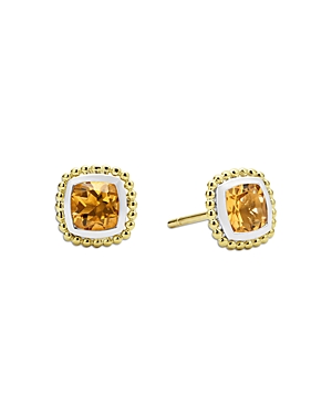 Shop Lagos 18k Yellow Gold & Sterling Silver Rittenhouse Citrine Stud Earrings In Yellow/gold