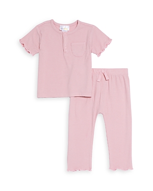 Bloomie's Baby Girls' Ribbed Henley & Trousers Set, Baby - 100% Exclusive In Pink