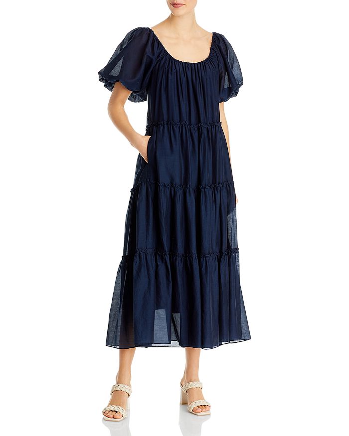 Karen Kane Tiered Poof Sleeve Midi Dress | Bloomingdale's