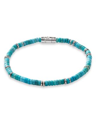 John Hardy Men's Sterling Silver Classic Chain Turquoise Bead Heishi Bracelet In Blue