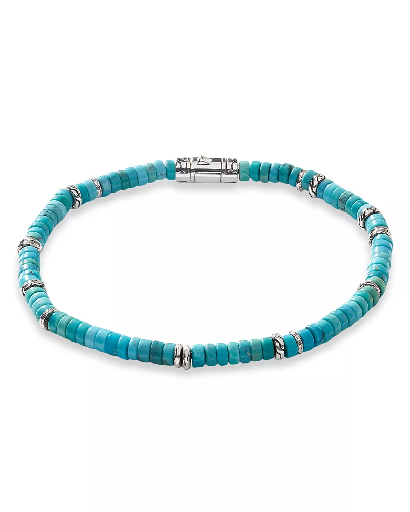 John Hardy Men's Sterling Silver Classic Chain Turquoise Bead Heishi Bracelet