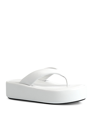 Balenciaga Rise Platform Leather Thong Sandals In White