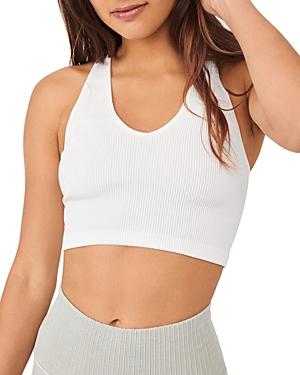 Free People Fp Movement By Free Throw Ribbed Crop Tank In White