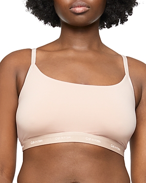 Calvin Klein Form To Body Unlined Bralette With Tonal Logo In Cedar-neutral In Neutral