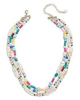 BAUBLEBAR - Porto Multicolor Bead & Imitation Pearl Multi Row Collar Necklace, 16"