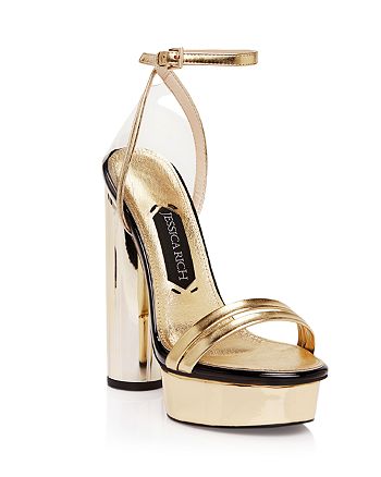 Jessica Rich - Women's GPS Gold Ankle Strap Platform Sandals