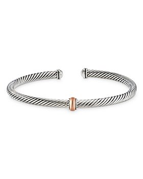 David Yurman - Sterling Silver & 18K Rose Gold Cable Bracelet 