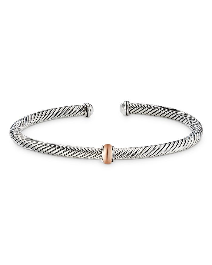 David Yurman - Sterling Silver & 18K Rose Gold Cable Bracelet