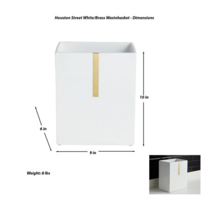 Houston Street White/Brass Wastebasket