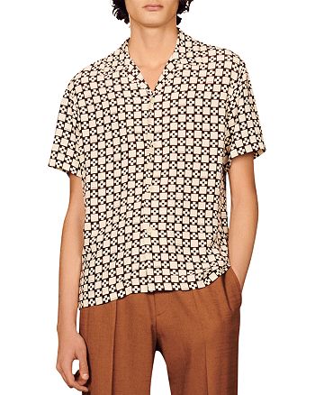 Sandro Cross Check Short Sleeve Shirt | Bloomingdale's
