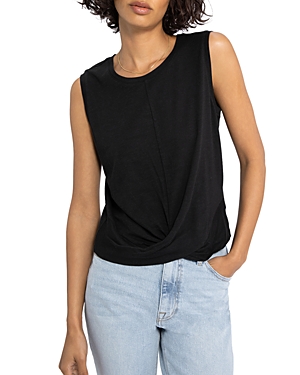 Sanctuary Twisted Cotton Blend Slub Jersey Tank In Black